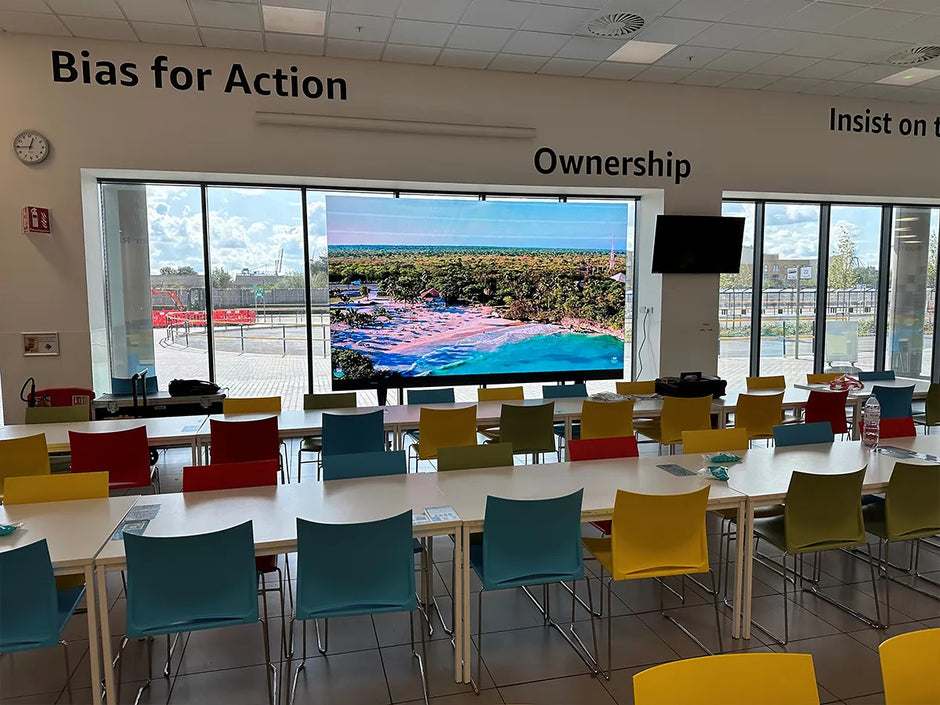 Amazon Fulfilment Centre's training facility with LED wall