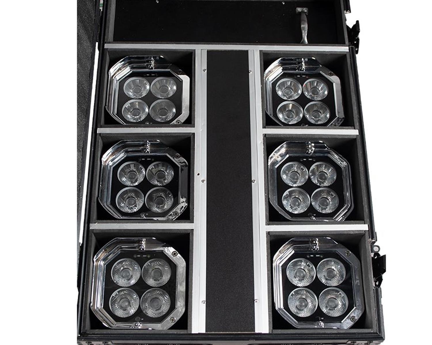 ADJ1226100382 - ADJ Mirage Q6 Pak LED Uplighter 6 in Charging Flightcase IP65 Chrome Image 6