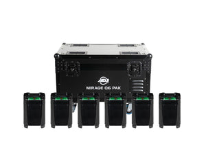 ADJ1226100422 - ADJ Mirage Q6 Pak LED Uplighter 6 in Charging Flightcase IP65 Black Image 1