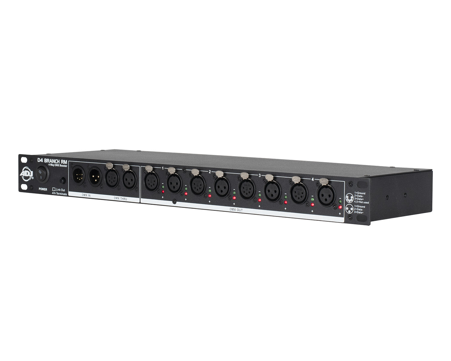 ADJD4BRM - ADJ D4 Branch RM 4 Way Booster 2x XLR Inputs or 10x XLR Outputs 1U Image 3