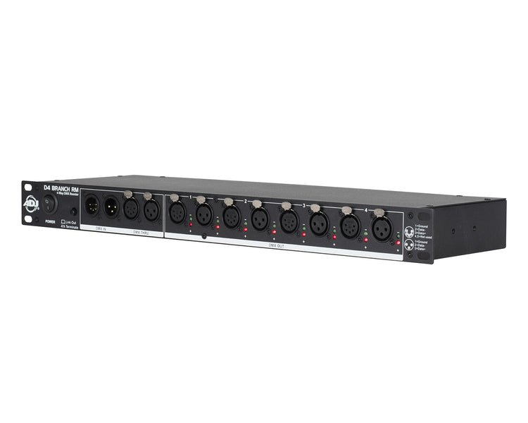 ADJD4BRM - ADJ D4 Branch RM 4 Way Booster 2x XLR Inputs or 10x XLR Outputs 1U Image 3