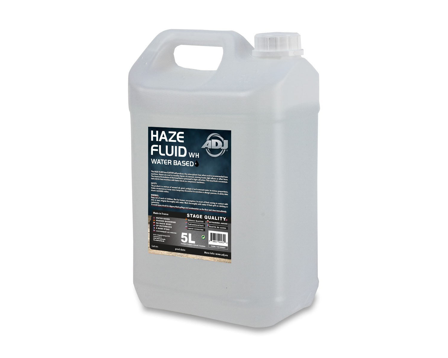 ADJHAZEF5 - ADJ Haze Fluid Water Based SINGLE 5L Bottle for ADJ Haze Machines Image 1