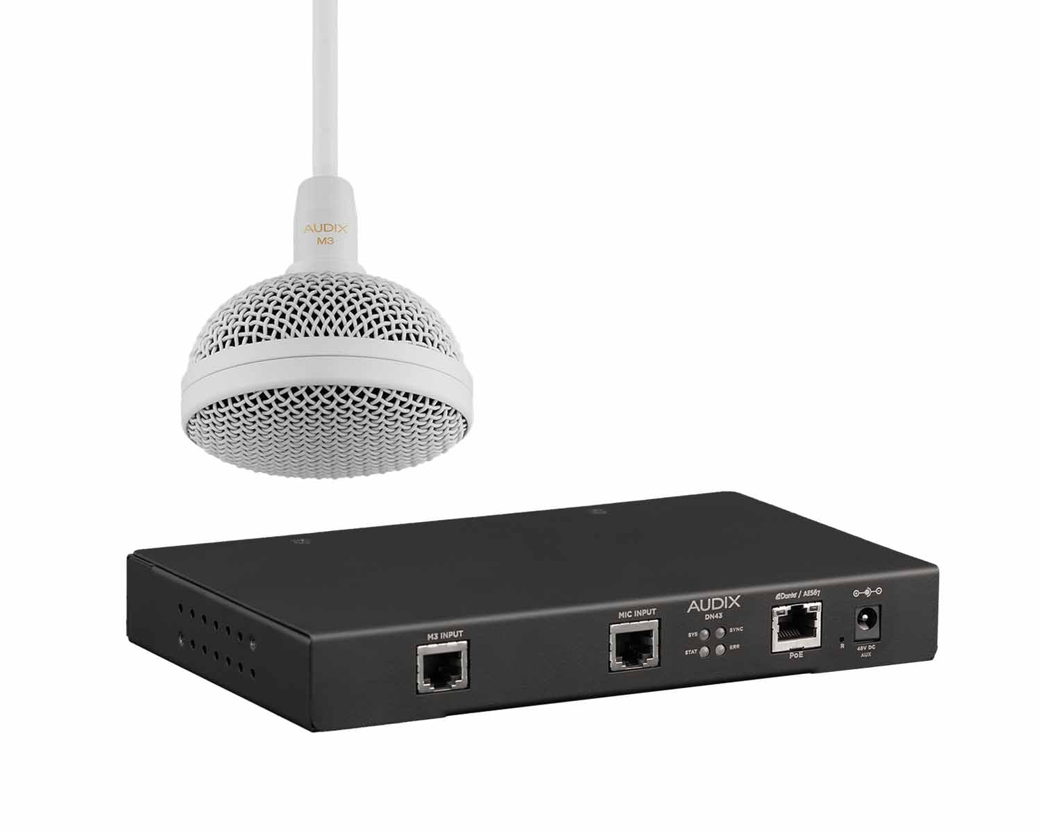 ADXAXM3WDK - Audix M3 or WDK Hanging H or Cardioid Mic and DN43 System Kit for Dante White Image 1