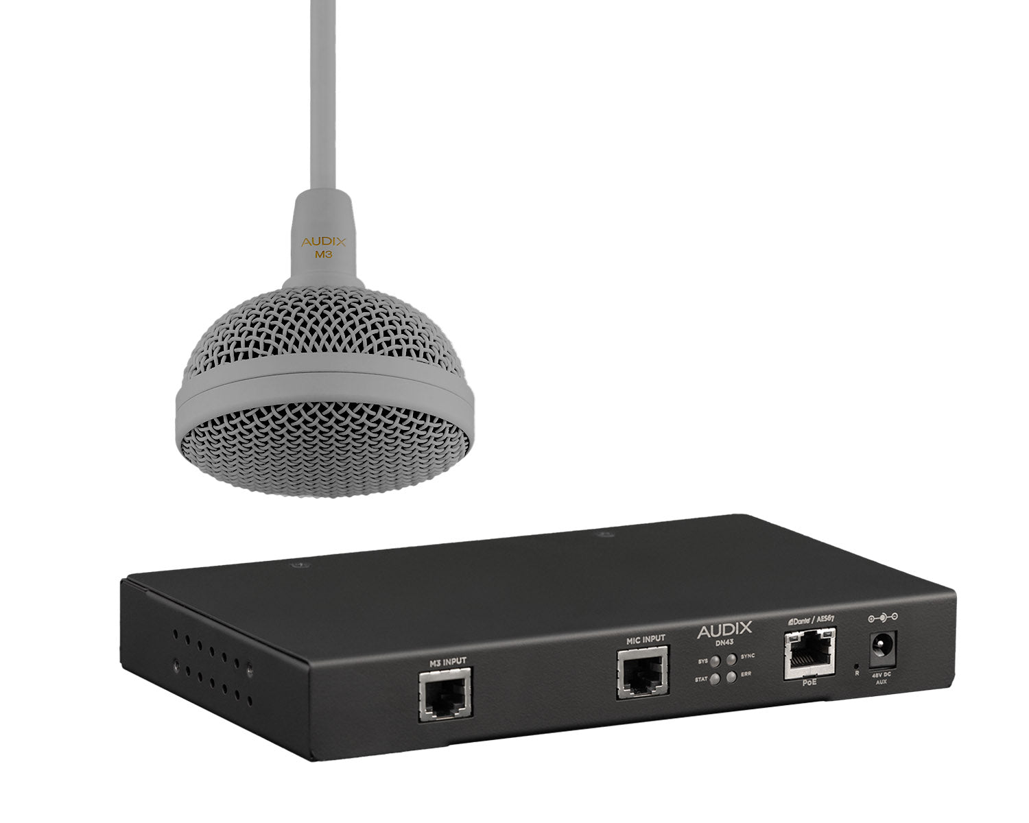 ADXM3GDK - Audix M3DK Hanging H or Cardioid Mic and DN43 System Kit for Dante Grey Image 1