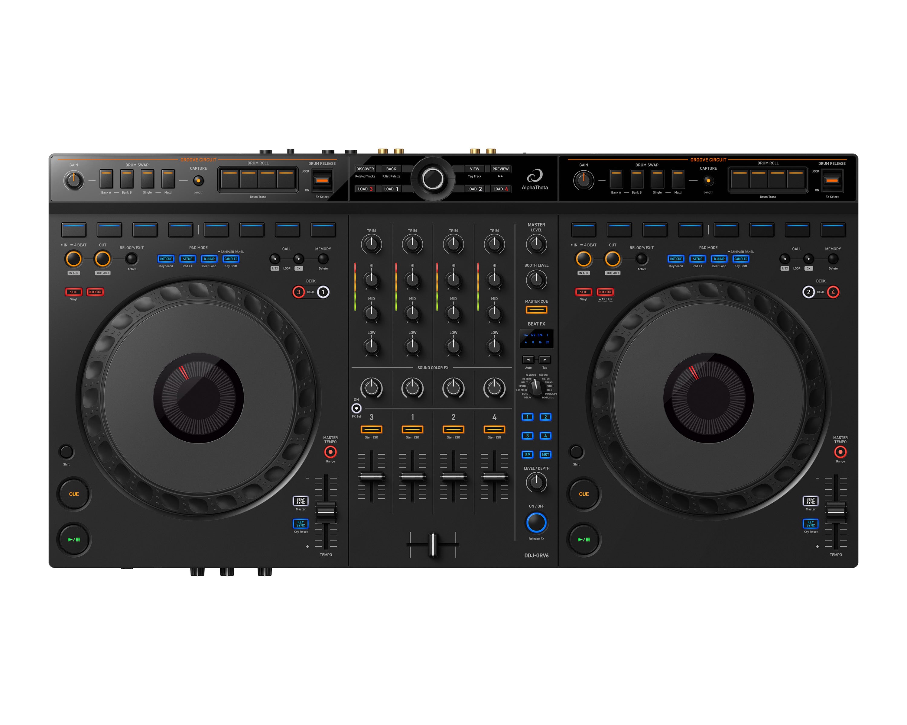 ALPDDJGRV6 - AlphaTheta DDJ GRV6 4 Channel DJ Controller for rekordbox and Serato DJ Pro Image 1