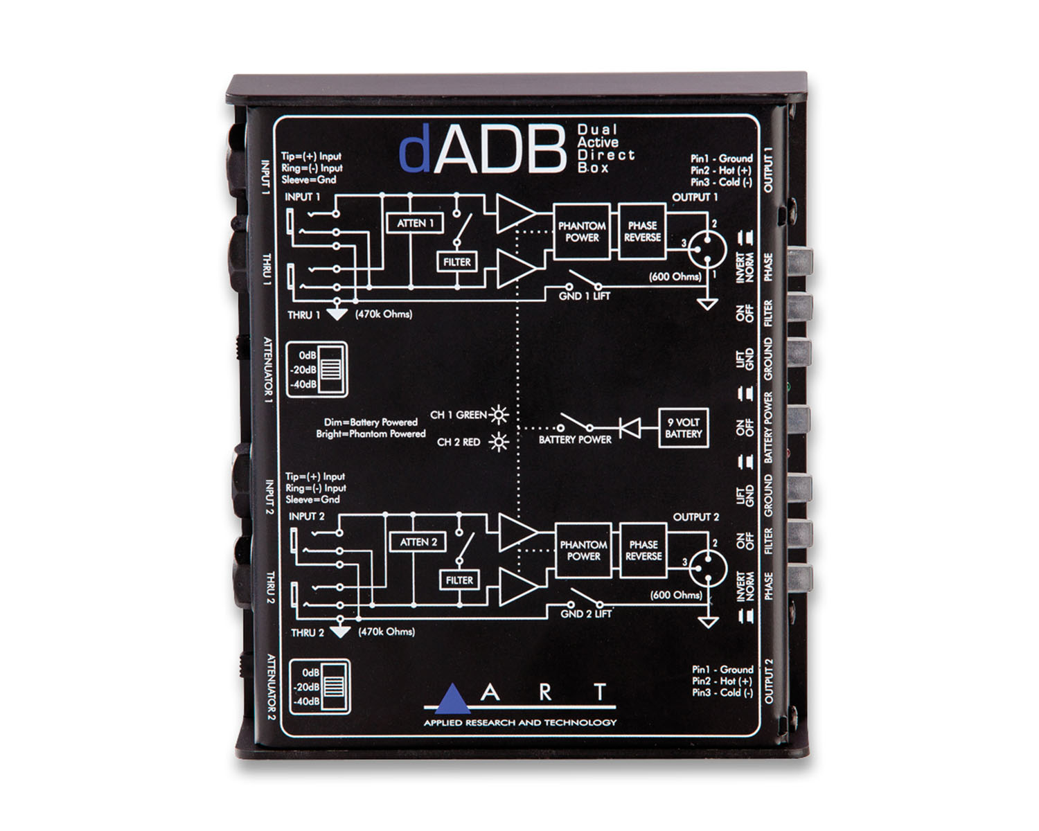 ARTDADB - ART Pro Audio dADB Dual Active Direct Box with Jacks In and XLRs Out Image 4