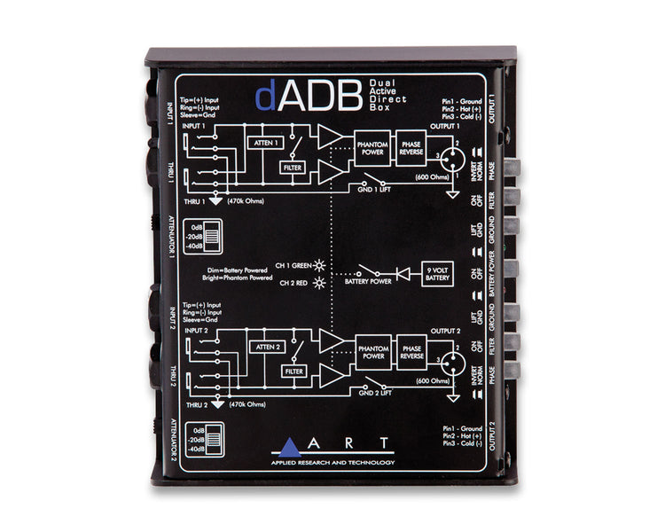 ARTDADB - ART Pro Audio dADB Dual Active Direct Box with Jacks In and XLRs Out Image 4