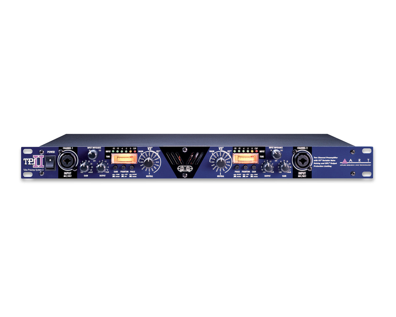 ARTTPSII - ART Pro Audio TPS II 2Ch Tube Preamp System LED In Meter or Analogue Out Meter 1U Image 1