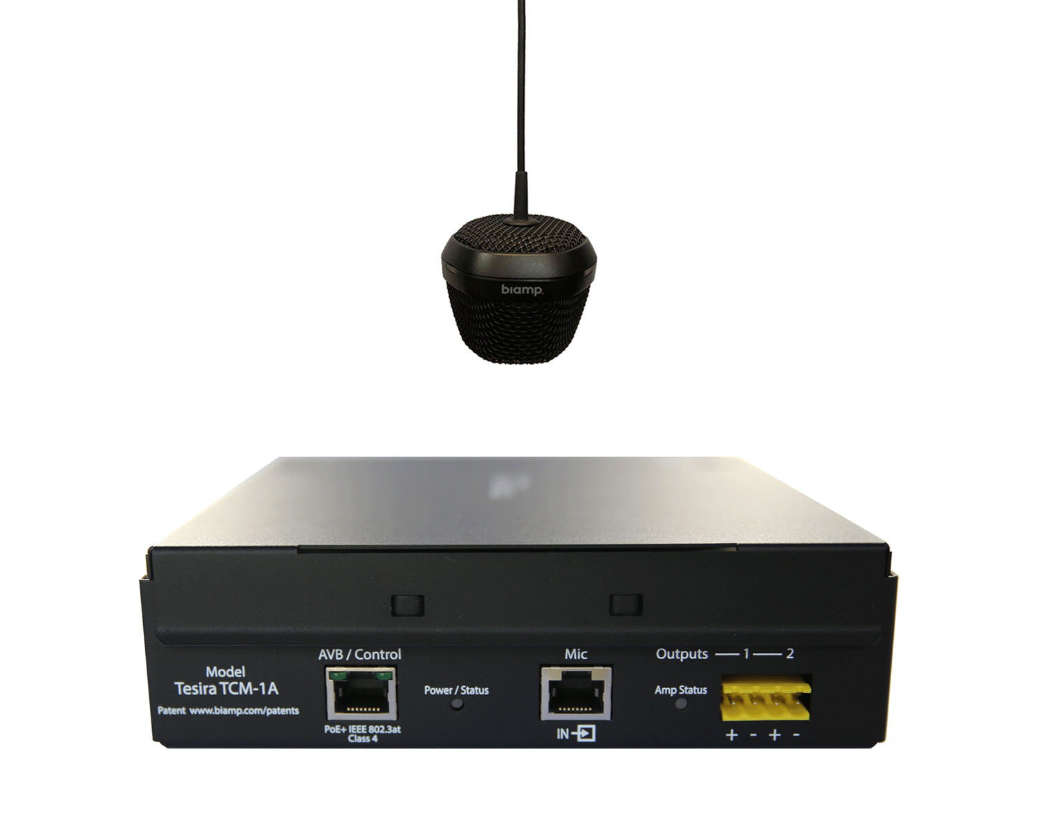 BIAPTCM1AB - Biamp Parle TCM 1A Pendant AVB Beamtracking Mic and PoE Amplifier Black Image 1
