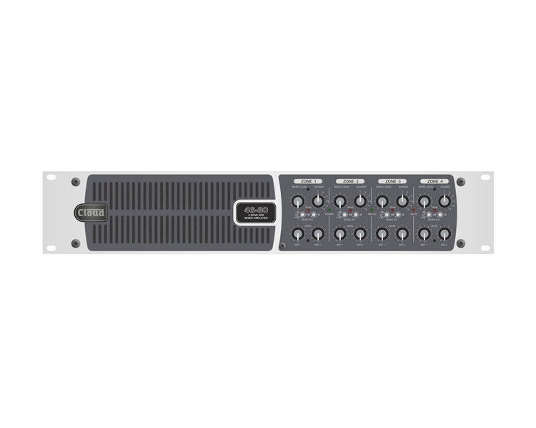 CLO4680T - Cloud 46 80T 4 Zone Mixer Amp 6 Line or 2 Mic or RS232 4x80W 100V 2U Image 1