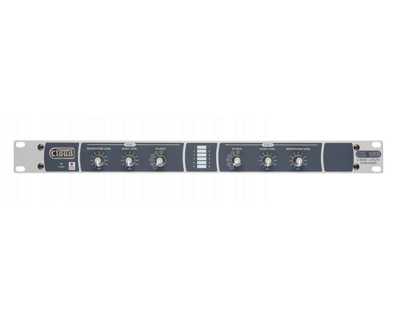 CLOCX163 - Cloud CX163 2 Zone and Utility 6 Line or 1 Mic Input Stereo Mixer 1U Image 1