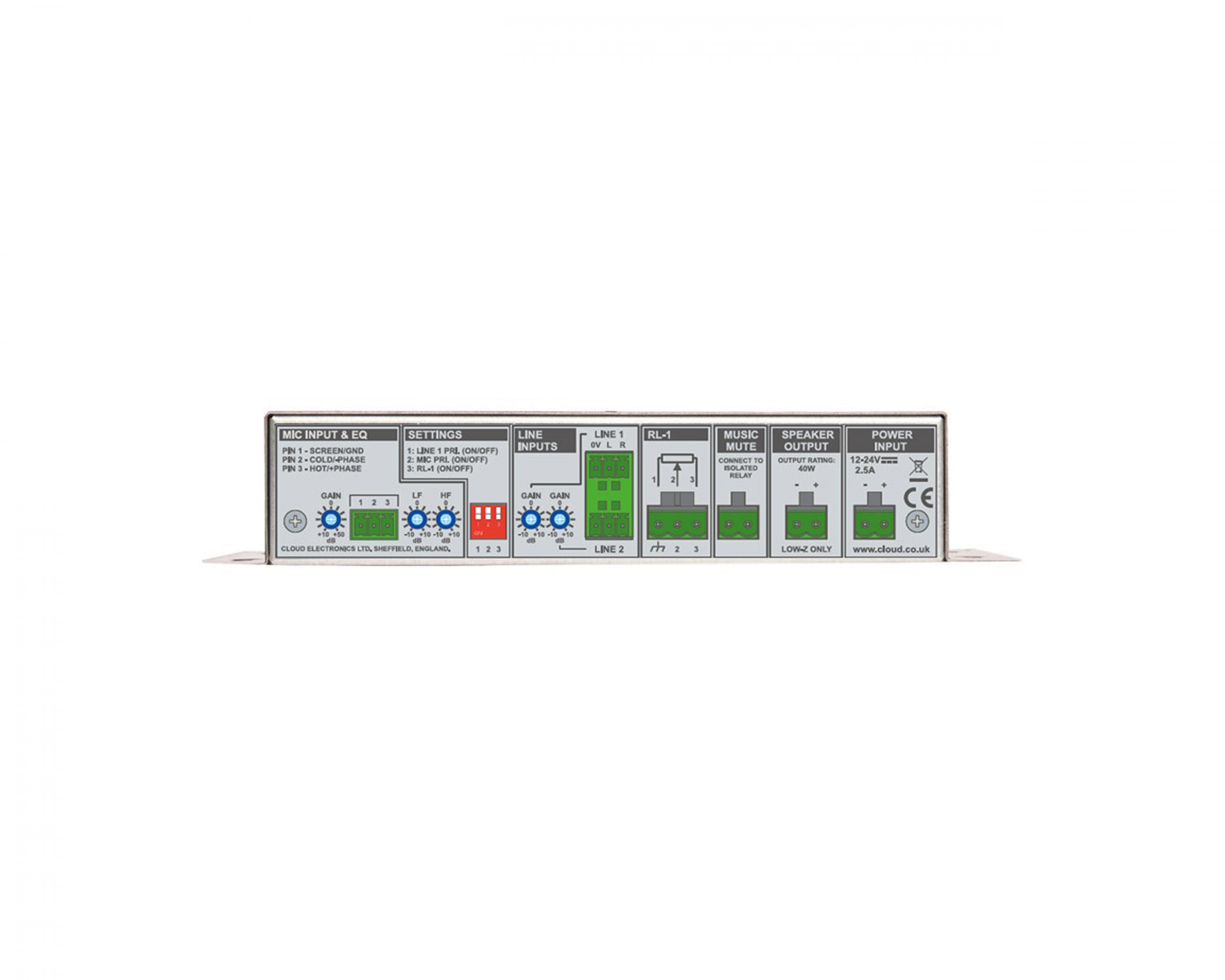 CLOMA40 - Cloud MA40 Energy Star Mini Amplifier 2 Line and 1 Mic Input 40W @ 4ohm Image 3