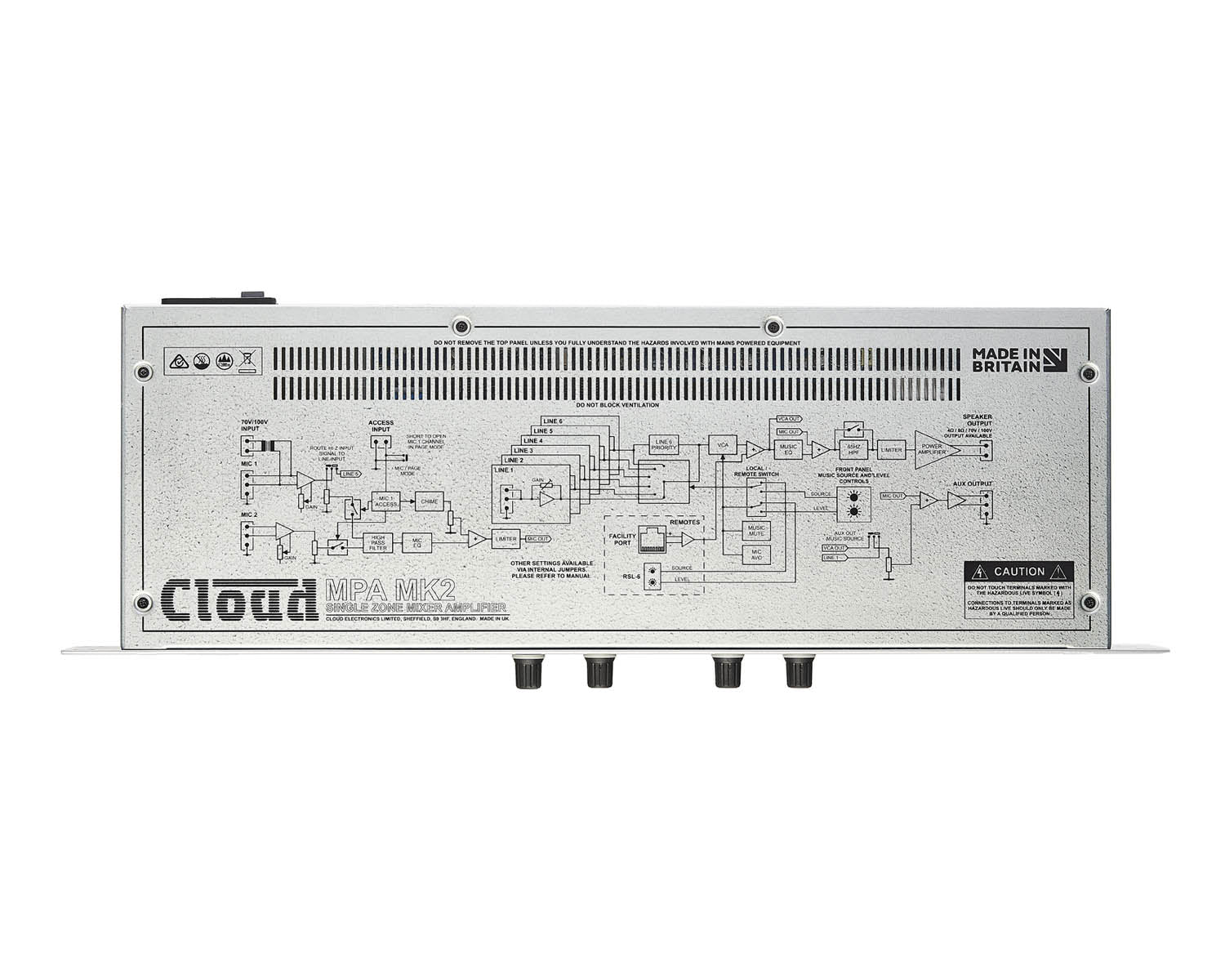CLOMPA2402 - Cloud MPA240MK2 6 Line or 2 Mic Input Mixer Amp 240W 4ohm or 100V 1U Image 3