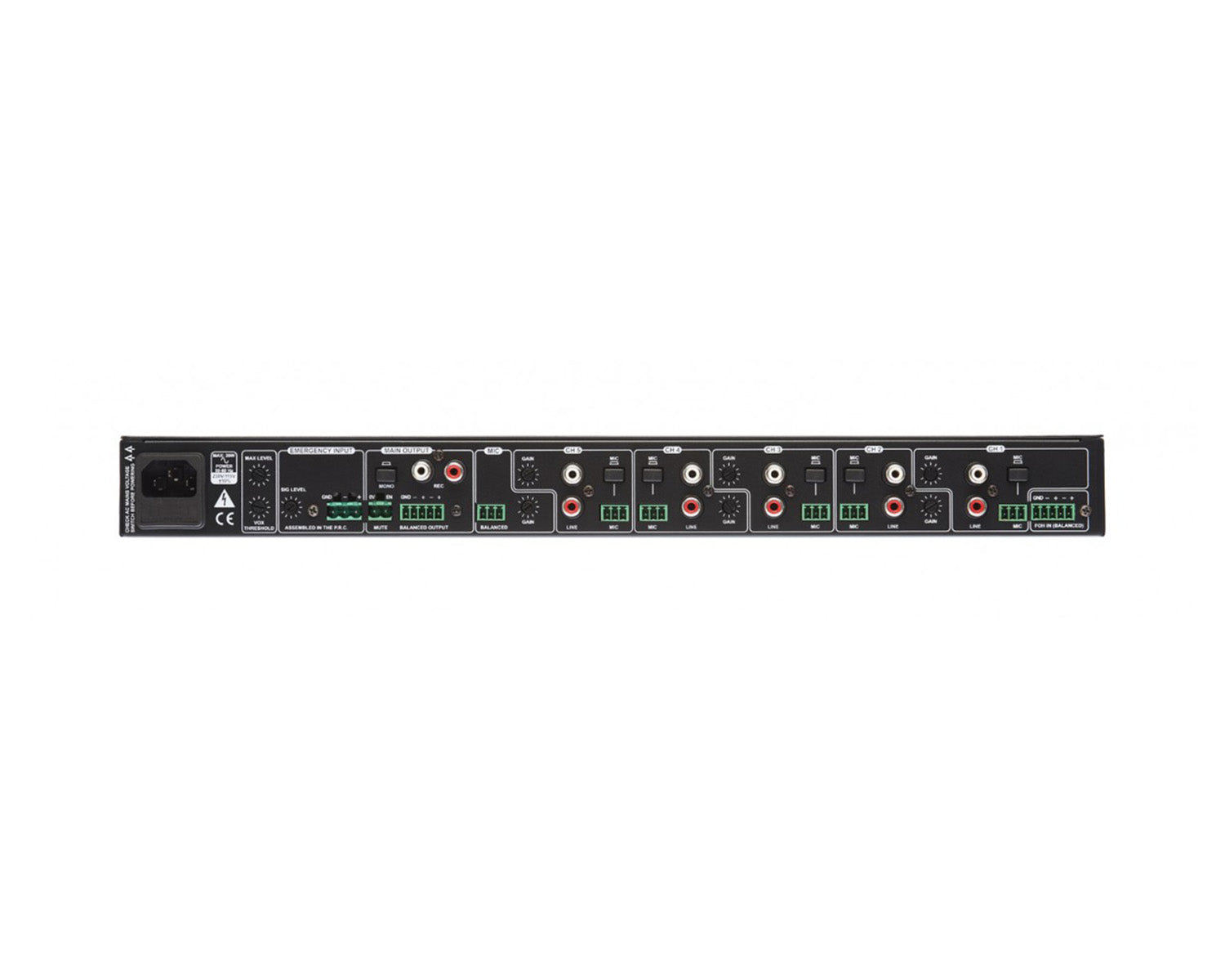 CLOMX155 - Cloud Contractor MX155 7Ch Mixer 5 Mic or Line 1 Mic Input and Talkover 1 Out 1U Image 2