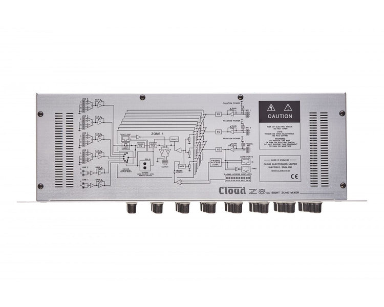 CLOZ8M4 - Cloud Z8 Mk4 Eight Zone Mixer 6 Line and 2 Mic and Paging Mic Input 3U Image 3