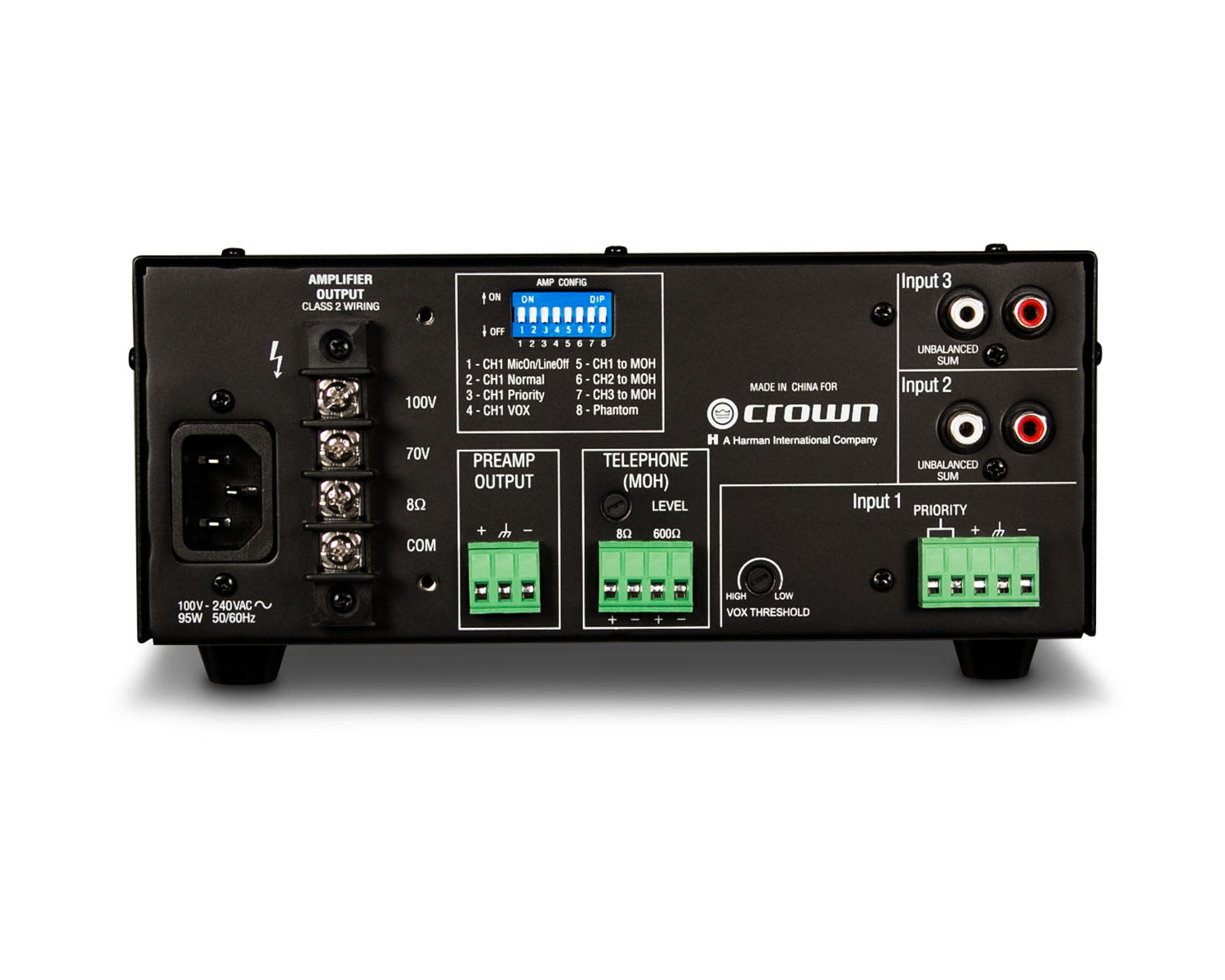 CRO135MA - Crown 135MA 3 Input Commercial Mixer Amplifier 35W 70V or 100V Image 3