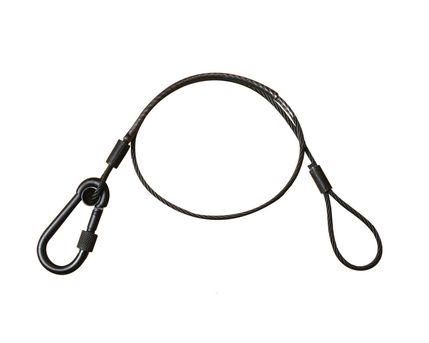 DOUT22001 - Doughty T22001 15Kg 585mm Safety Wire with M6 Carabiner Hook BLACK Image 1