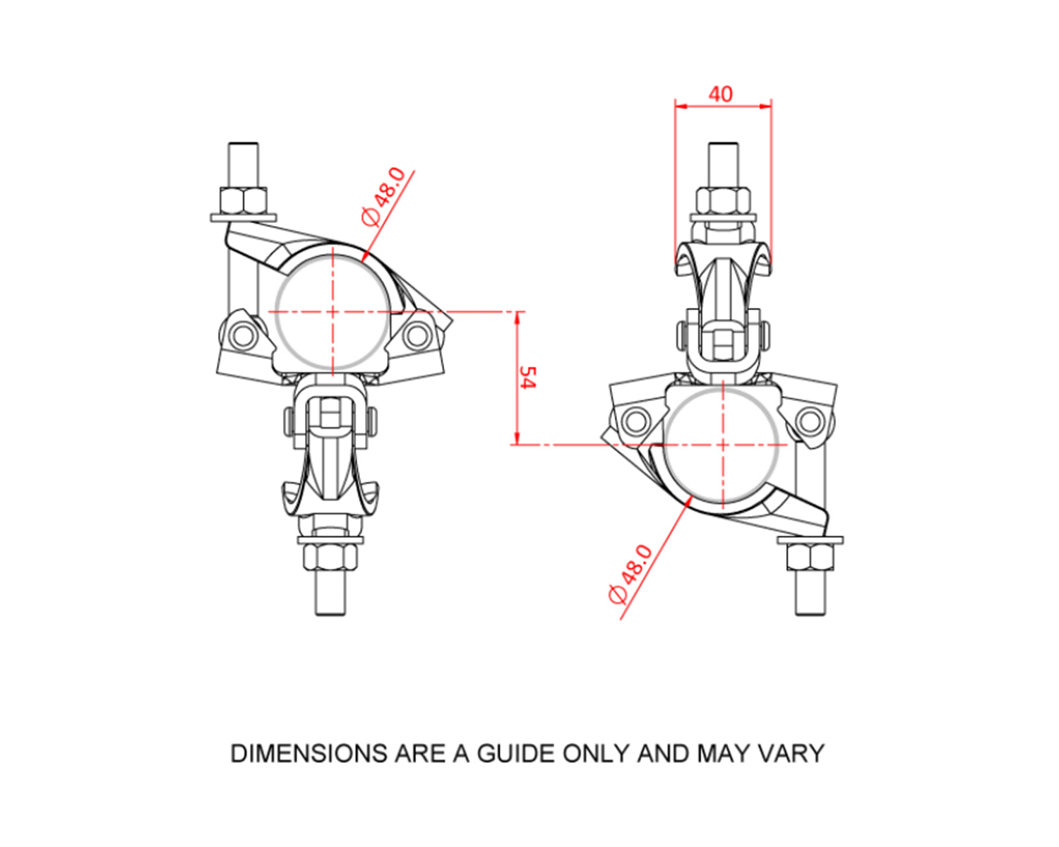 DOUT24900 - Doughty T24900 Scaffold Double Coupler Pressed Steel for 48mm Tubes Image 3