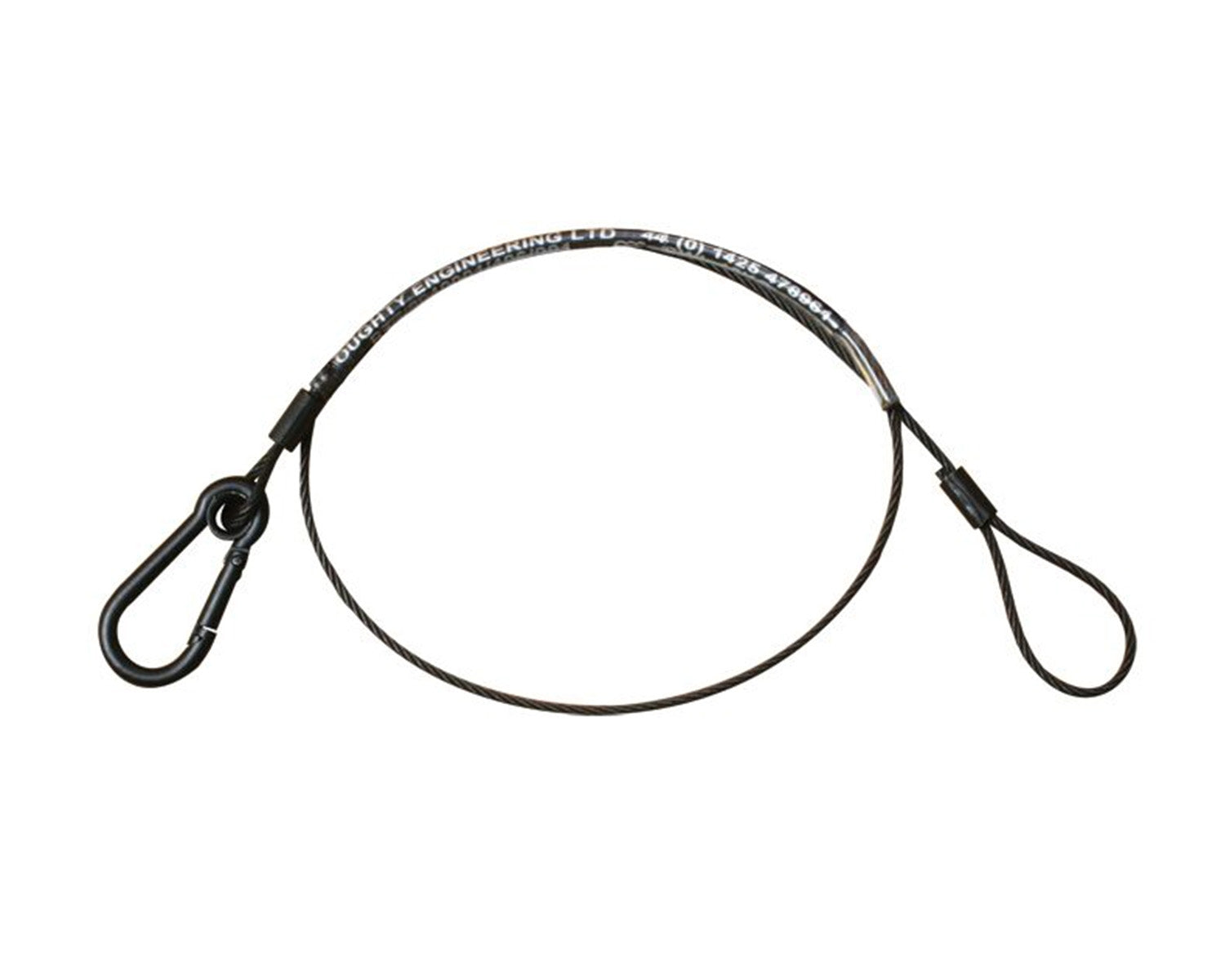 DOUT2840001 - Doughty T2840001 5Kg 500mm Safety Wire with M4 Carabiner Hook BLACK Image 1