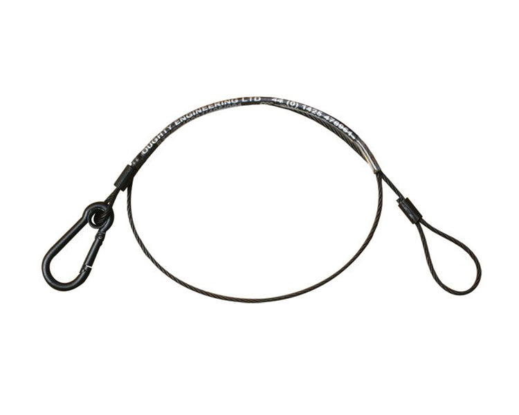 DOUT2840001 - Doughty T2840001 5Kg 500mm Safety Wire with M4 Carabiner Hook BLACK Image 1
