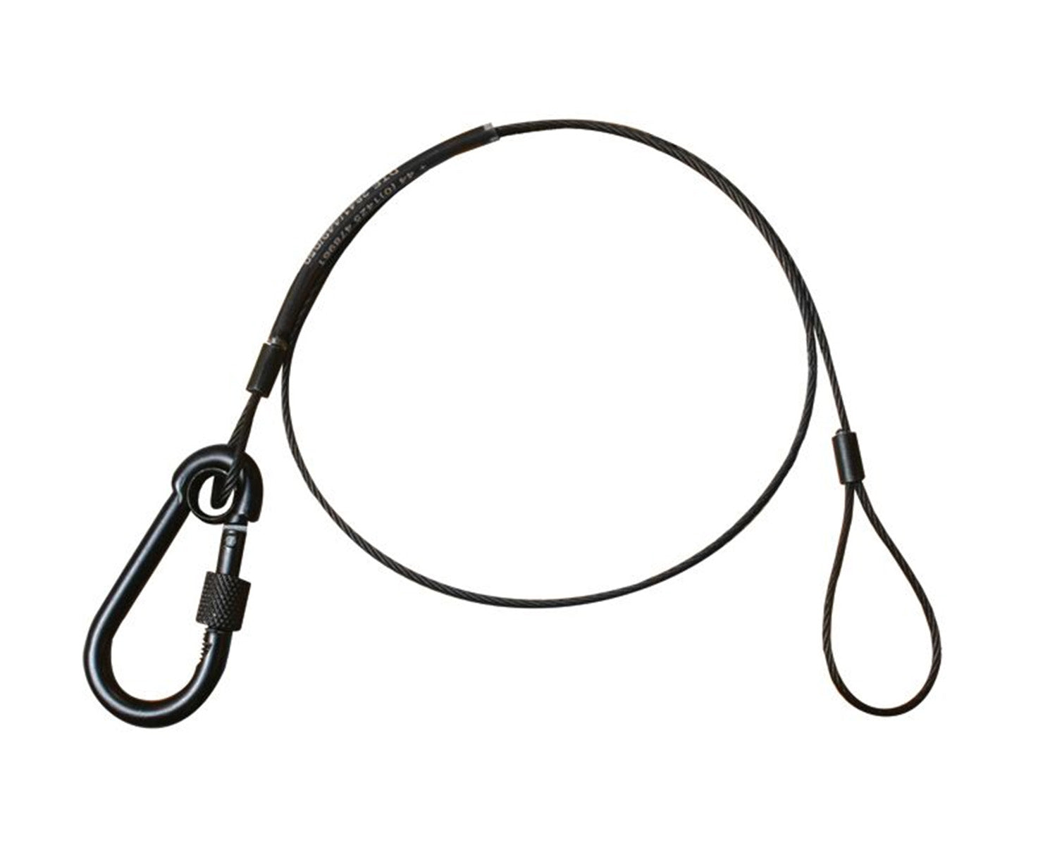 DOUT2841001 - Doughty T2841001 20kg 600mm Safety Wire with M6 Carabiner Hook Black Image 1