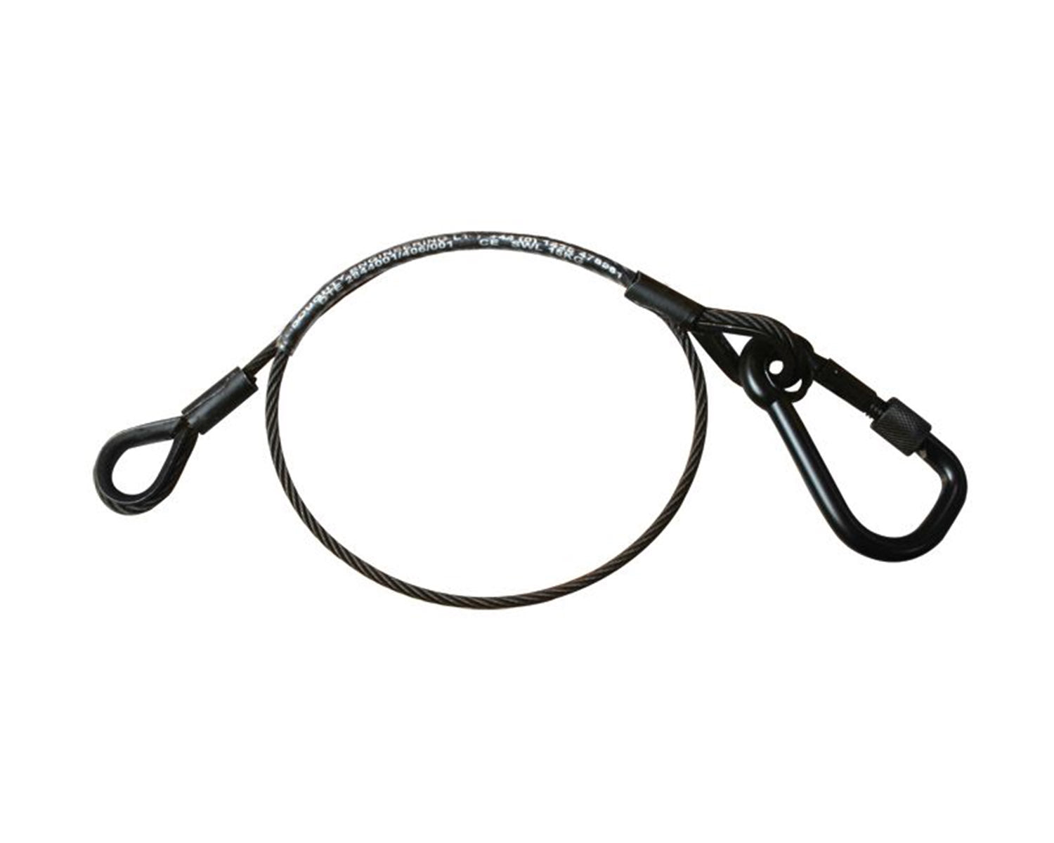 DOUT2844001 - Doughty T2844001 36Kg Safety Wire 600mm with M8 Carabiner Hook BLACK Image 1