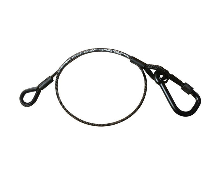 DOUT2844001 - Doughty T2844001 36Kg Safety Wire 600mm with M8 Carabiner Hook BLACK Image 1