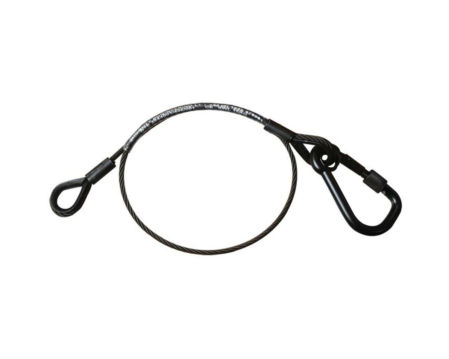 DOUT2844501 - Doughty T2844501 36kg Safety Wire 1000mm with M8 Carabiner Hook BLACK Image 1