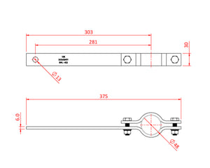 DOUT30600 - Doughty T30600 Boom Arm STRAIGHT for 48 51mm Tubes Image 2