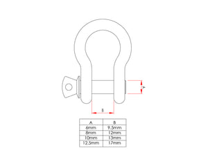 DOUT39200 - Doughty T39200 Bow Shackle Silver 8mm Pin x 12mm Jaw WLL 500Kg Image 2