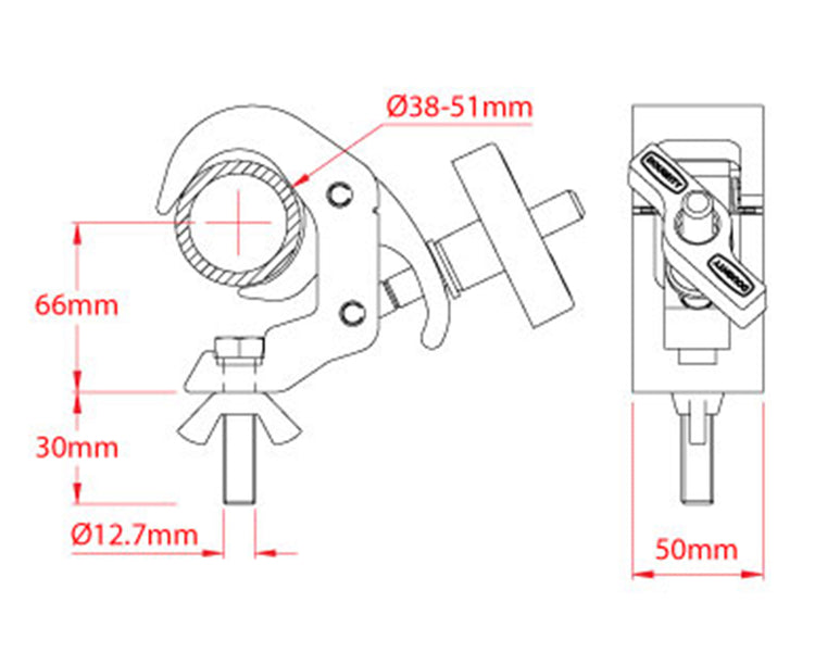 DOUT58206 - Doughty T58206 Quick Trigger Clamp inc M12 Wing Nut & Bolt BLACK Image 3