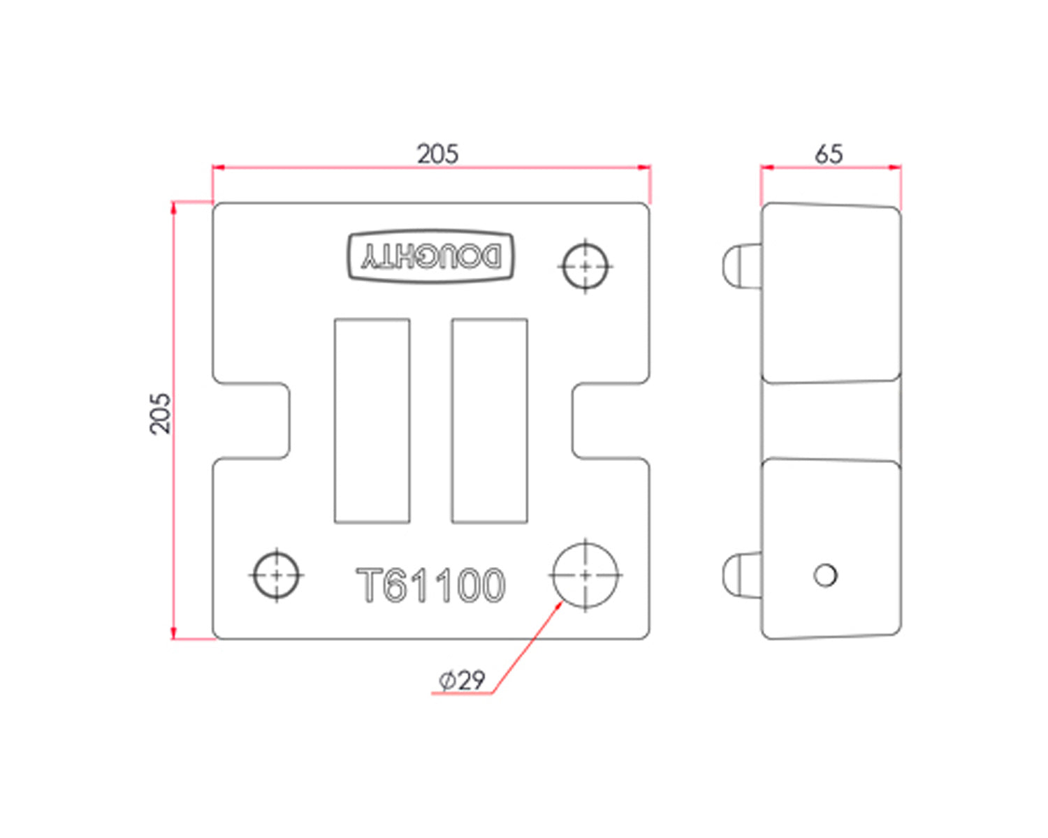 DOUT61100 - Doughty T61100 Brace Weight 205mm x 205mm x 65mm (12.6kg) Image 2