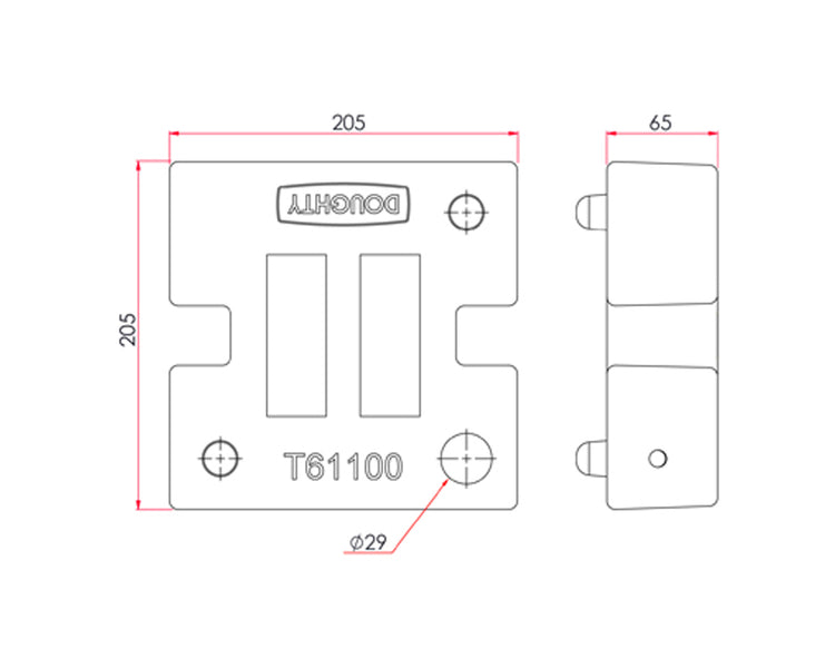 DOUT61100 - Doughty T61100 Brace Weight 205mm x 205mm x 65mm (12.6kg) Image 2