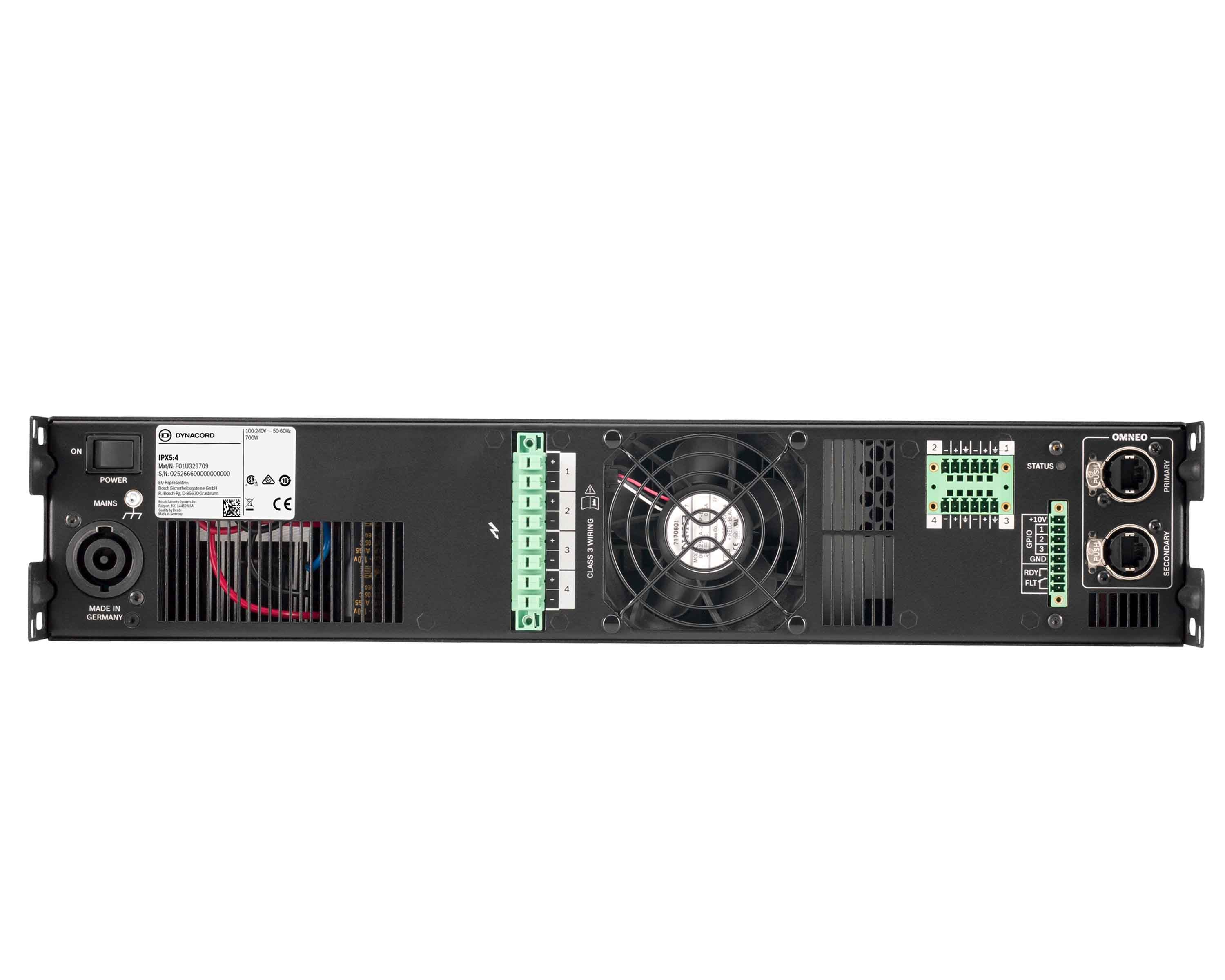 DYNIPX54 - Dynacord IPX 5:4 DSP Install Power Amp 4x1250W @ 4ohm Dante 2U Image 3
