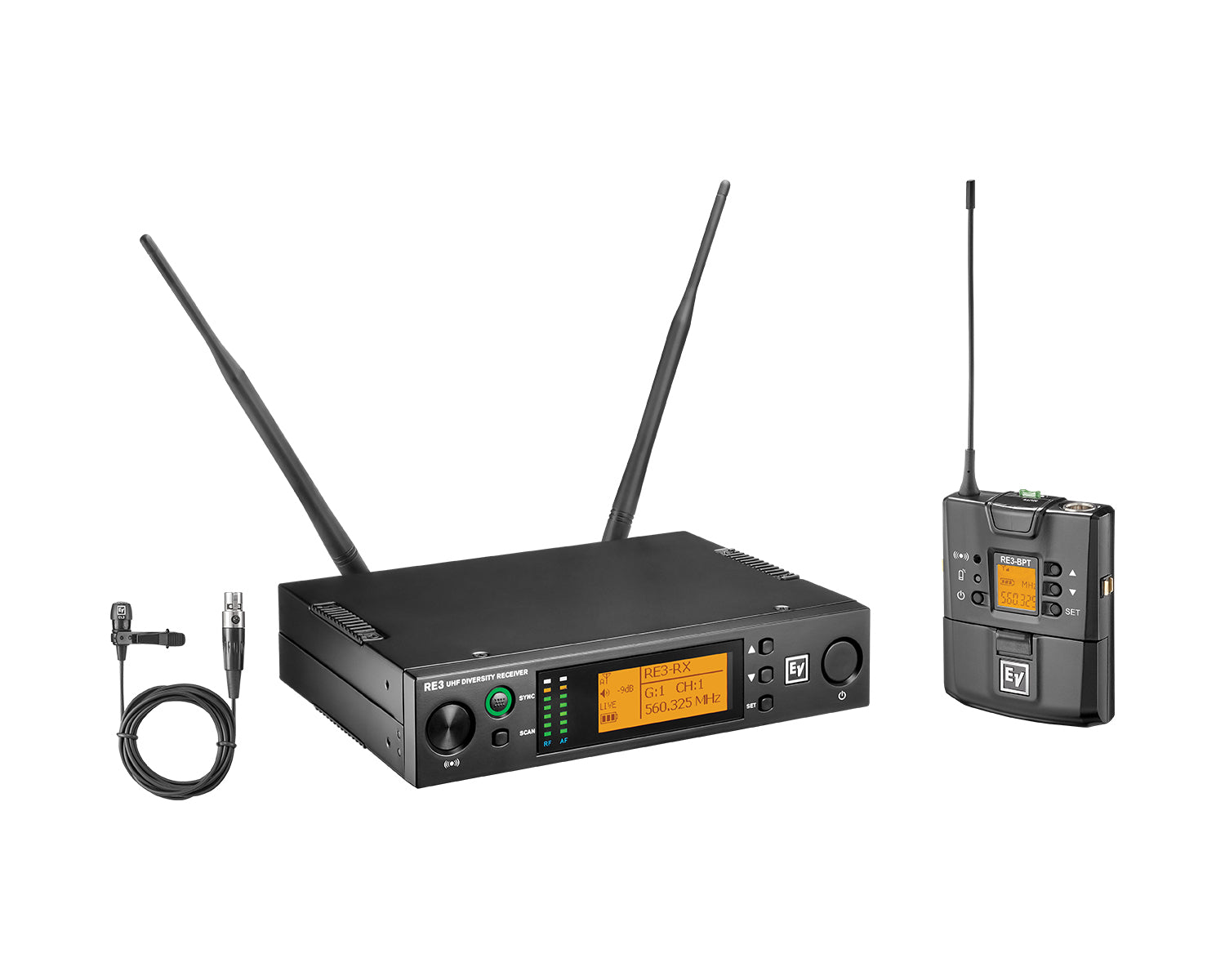 ELERE3BPCL8M - Electro-Voice RE3 BPCL 8M CH70 and Duplex Gap Cardioid Mic Lavalier Bodypack System Image 2