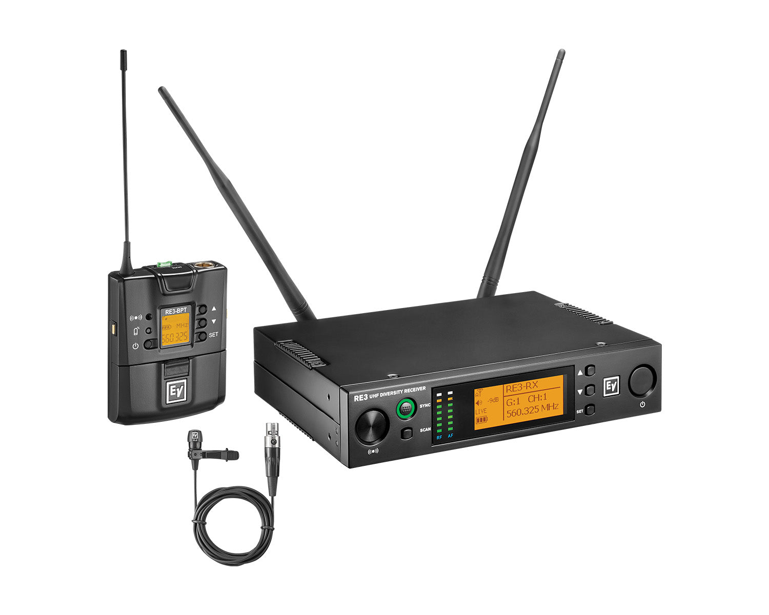 ELERE3BPCL8M - Electro-Voice RE3 BPCL 8M CH70 and Duplex Gap Cardioid Mic Lavalier Bodypack System Image 3