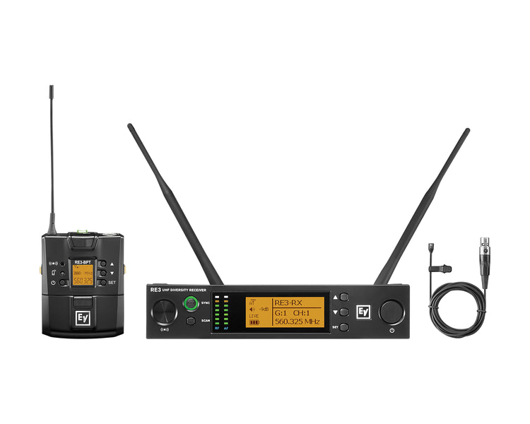 ELERE3BPOL8M - Electro-Voice RE3 BPOL 8M CH70 and Duplex Gap Omni Lavalier Mic Bodypack System Image 1