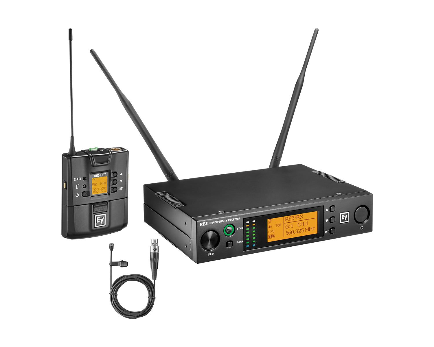 ELERE3BPOL8M - Electro-Voice RE3 BPOL 8M CH70 and Duplex Gap Omni Lavalier Mic Bodypack System Image 3