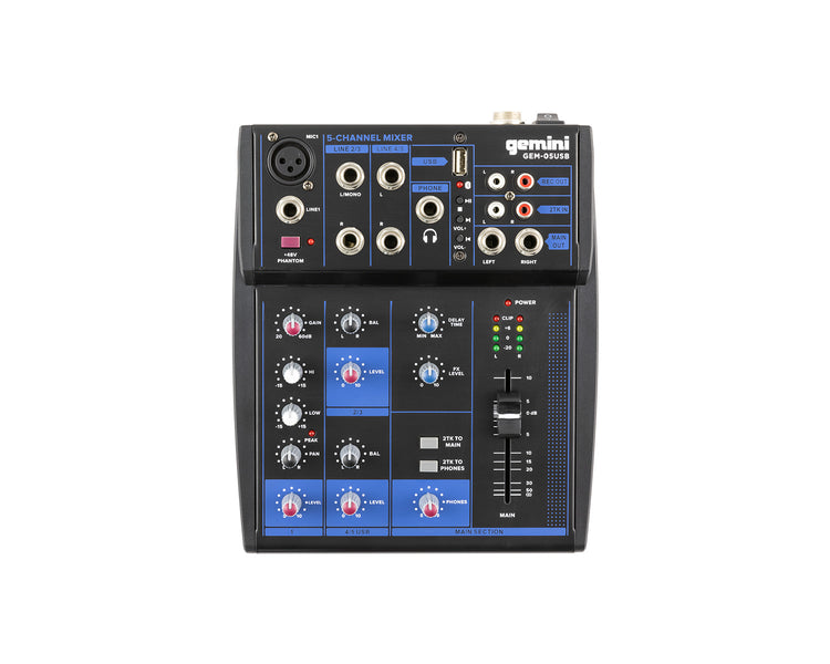 GEMGEM05USB - Gemini GEM 05USB Compact 5 Channel Bluetooth Mixer Image 1