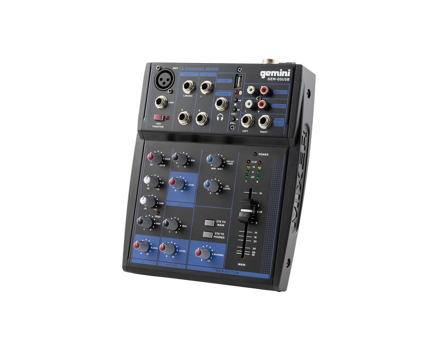 GEMGEM05USB - Gemini GEM 05USB Compact 5 Channel Bluetooth Mixer Image 2