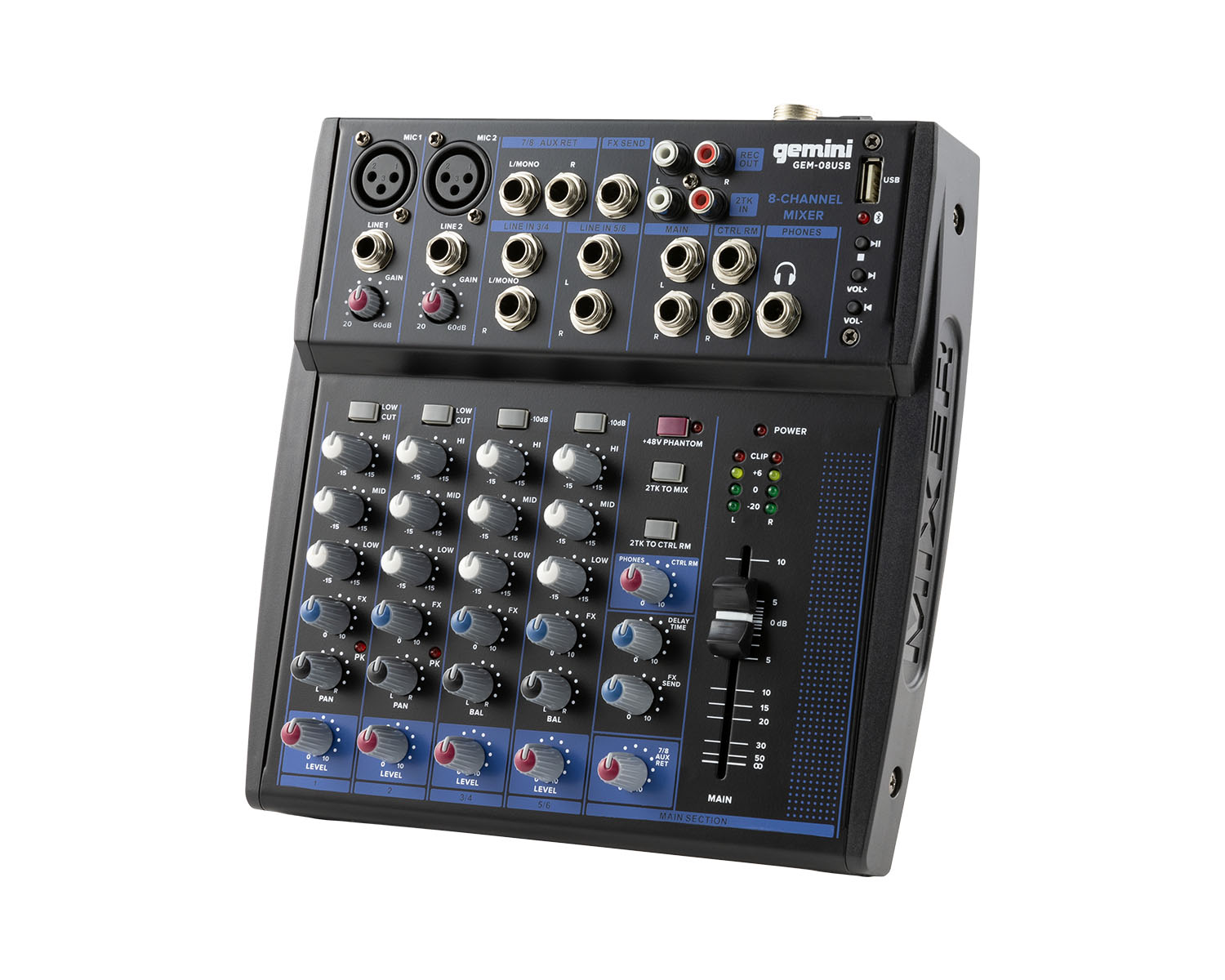 GEMGEM08USB - Gemini GEM 08USB Compact 8 Channel Bluetooth Mixer Image 2