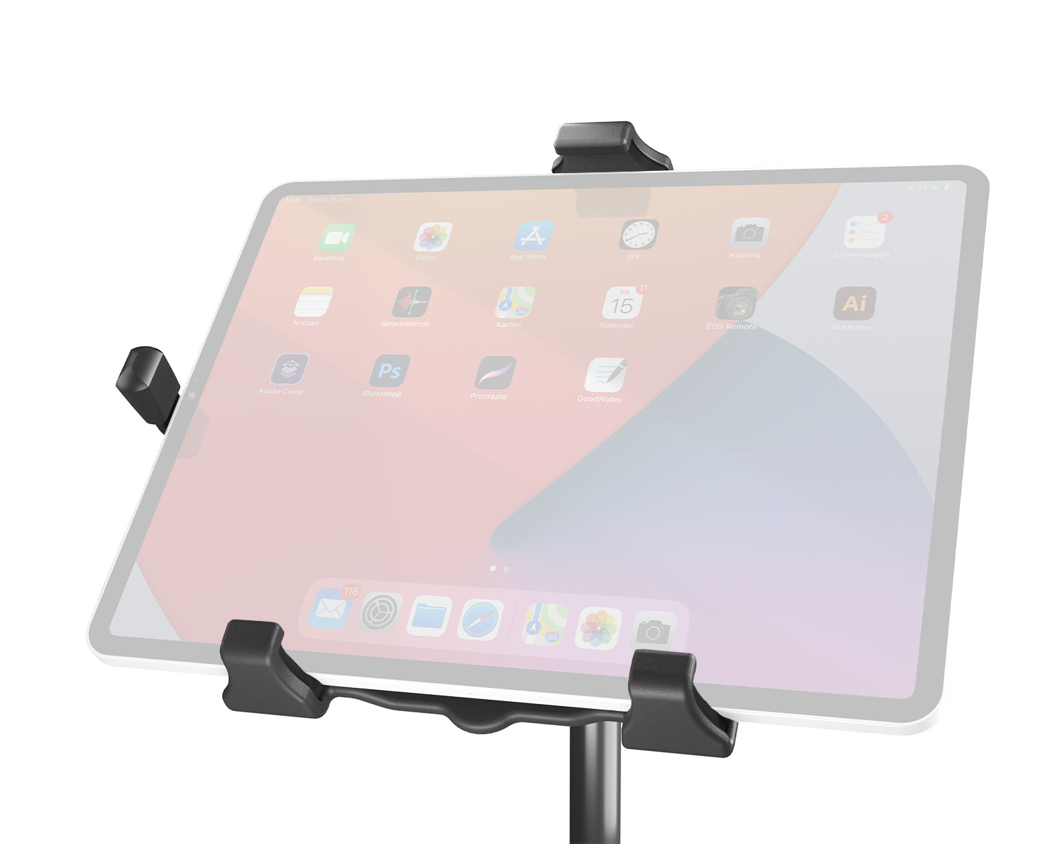 KMS19775 - K&M 19775 Tablet iPad or PC Holder with Telescopic Stand 158 280mm Image 3