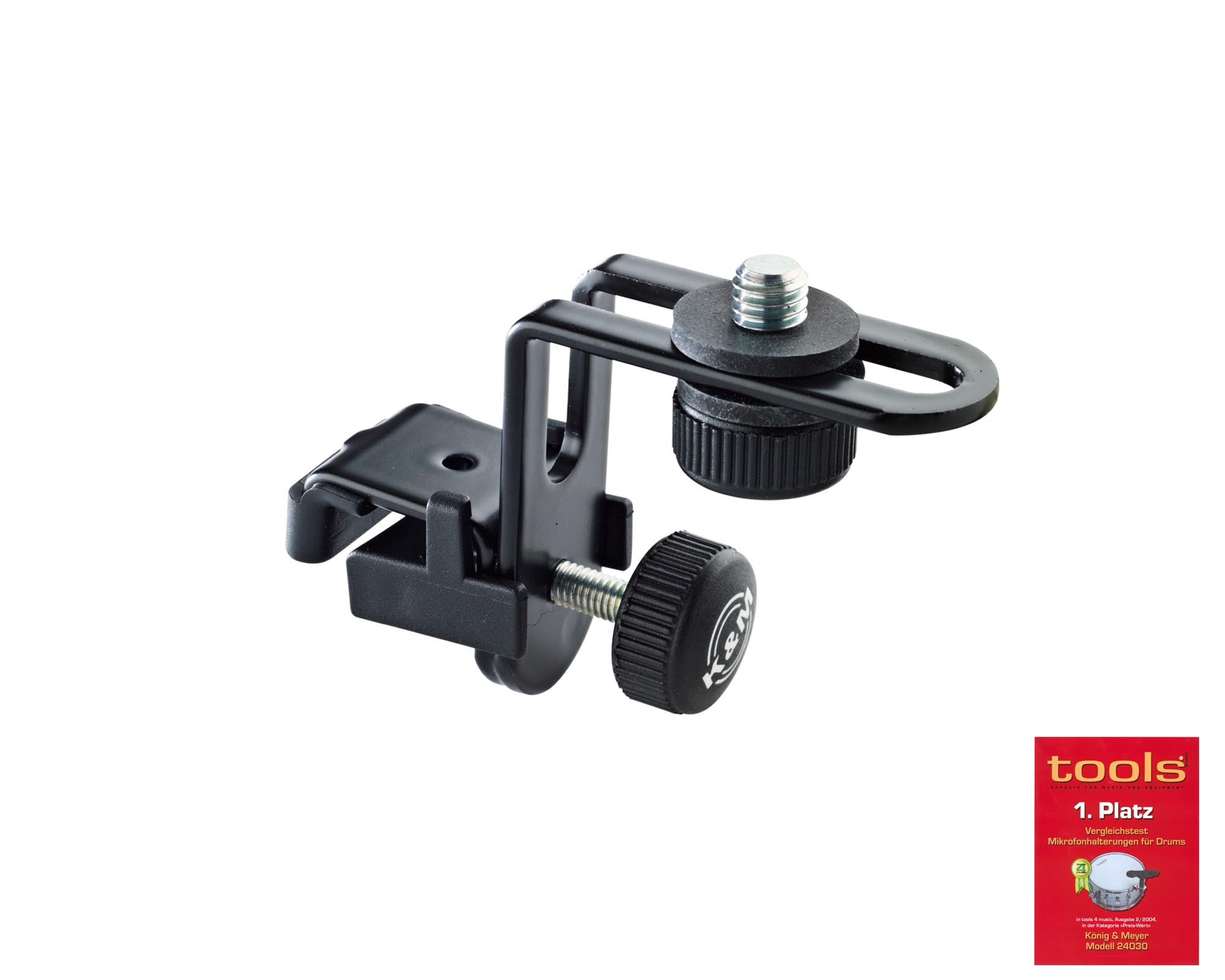 KMS24030 - K&M 24030 Drum Mic Holder with 3 or 8inch Thread Black (Exc Mic Clip) Image 1