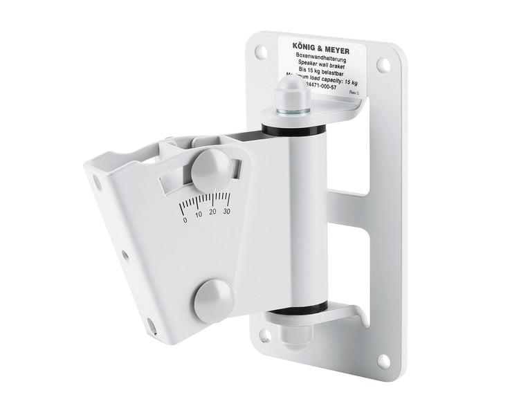 KMS24471W - K&M 24471 Multi Purpose Swivel Speaker Wall Mount 15kg White Image 1