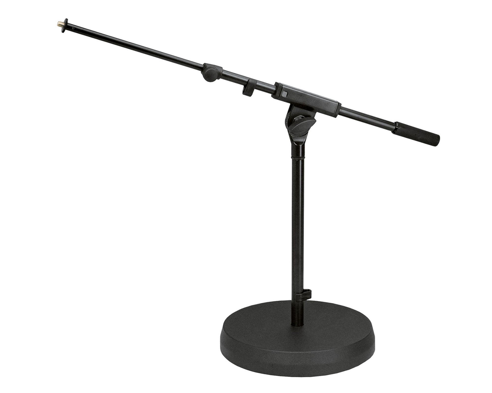 KMS25960 - K&M 25960 Low Level Mic Boom Stand with Cast Round Base Black Image 1