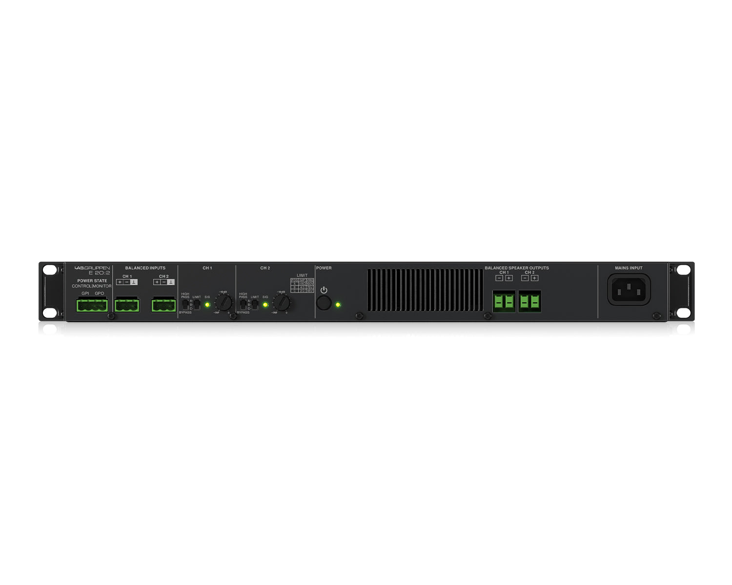 LABE202 - Lab Gruppen E 20:2 Energy Efficient Class D Amplifier 2x1000W 19inch 1U Image 4