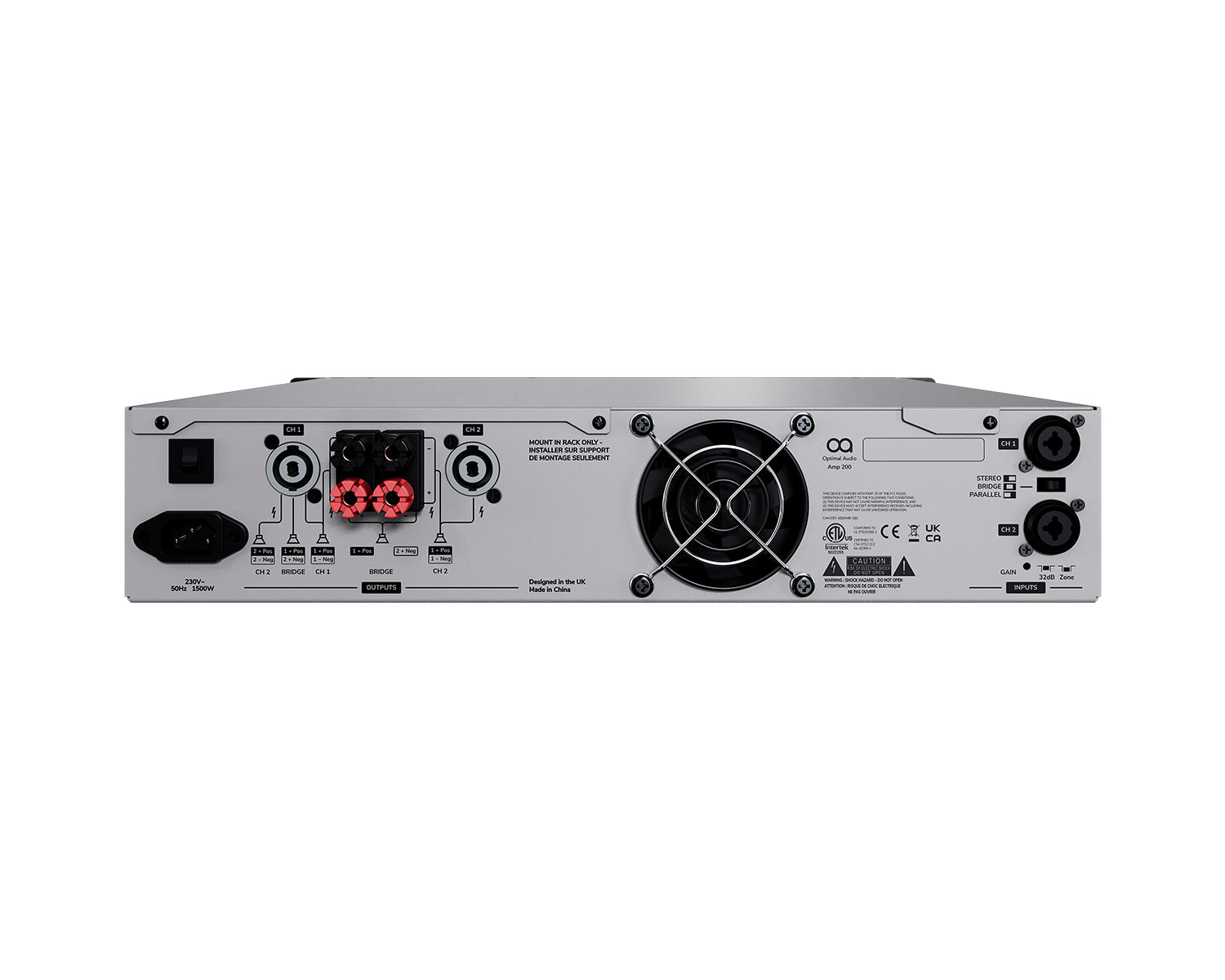OPAMP200UK - Optimal Audio Amp 200 2x700W @ 4ohm AB Performance Power Amplifier 2U Image 3