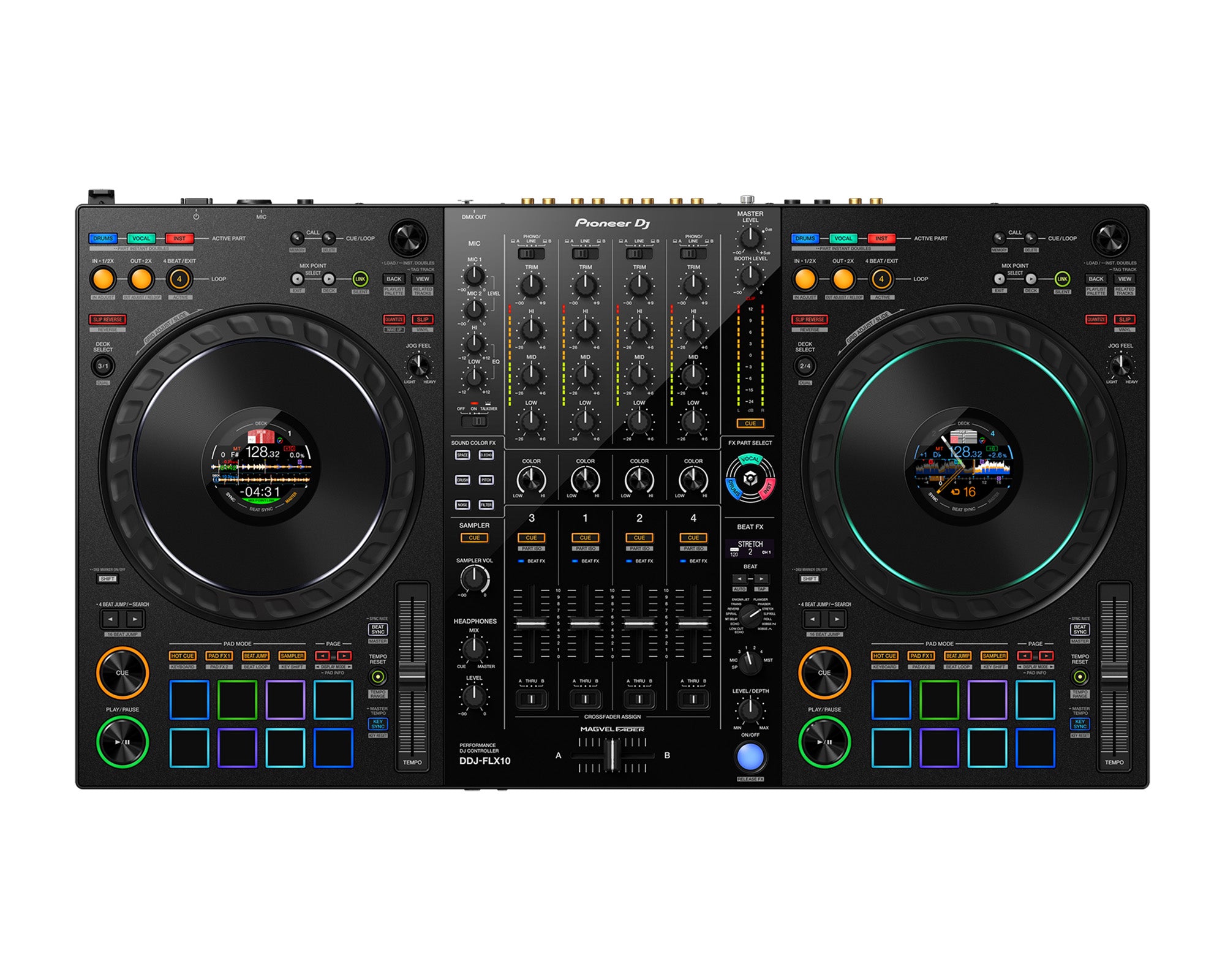 PIODDJFLX10.P - Pioneer DJ DDJ FLX10 4Ch Performance DJ Controller for rekordbox and Serato Image 1