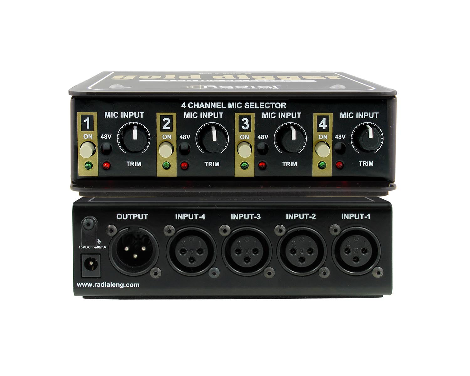 RADGOLDDIG - Radial Gold Digger 4 Ch Studio Mic Selector Switcher 4 In or 1 Out  Image 5