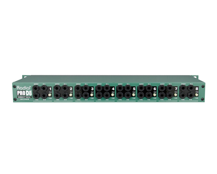 RADPROD8 - Radial ProD8 8 Way Rack Mount DI Box with Reversible Rack Ears 1U  Image 2